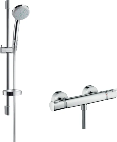 Hansgrohe Croma 100 エコスタット コンフォート サーモスタット付きシャワーセット、クロム