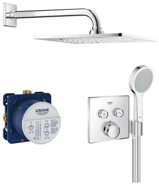 Grohe Grohtherm SmartControl シャワーセット(天井シャワー付き、クロム)