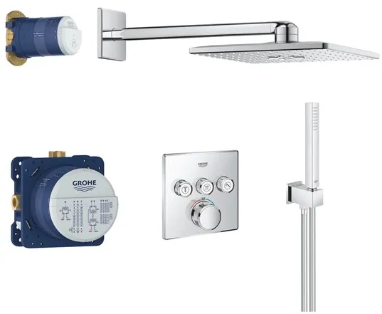 Grohe Grohtherm SmartControl シャワーセット Rainshower SmartActive 310 Cube、クロム仕上げ