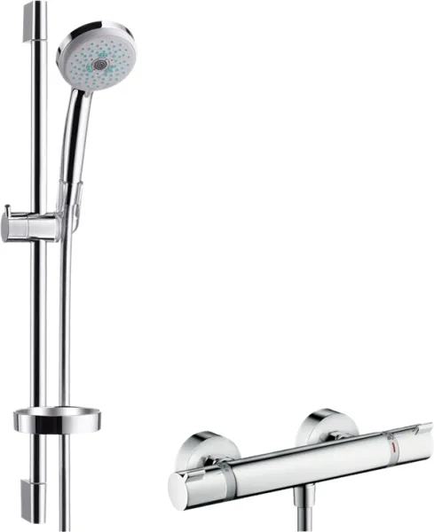Hansgrohe Croma 100 エコスタット コンフォート サーモスタット付きシャワーセット、クロム