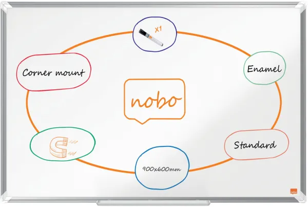 Nobo Premium Plus エナメルホワイトボード 90x60cm ホワイト