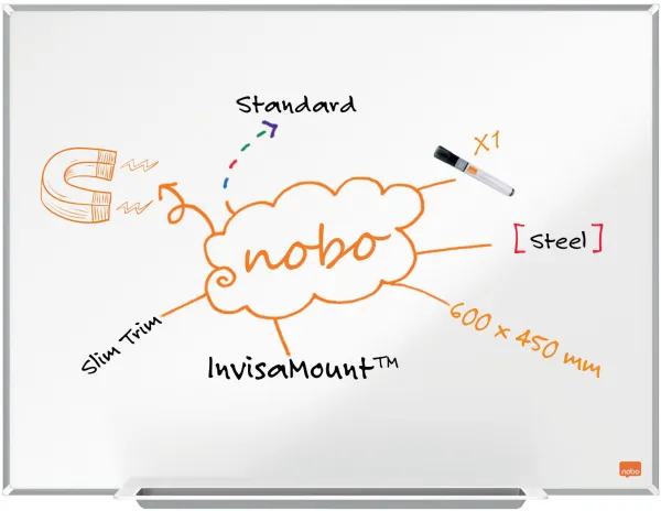 Nobo Impression Pro スチールホワイトボード 60x45cm ホワイト