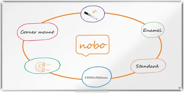 Nobo プレミアムプラス ホーロー ホワイトボード 180x90cm ホワイト