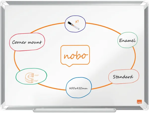 Nobo Premium Plus エナメル加工ホワイトボード 60x45cm ホワイト