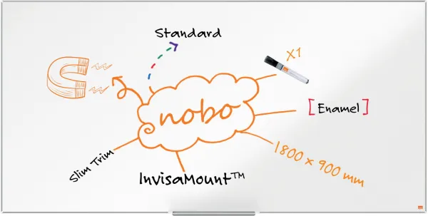 Nobo Impression Pro エナメルホワイトボード 180x90cm ホワイト
