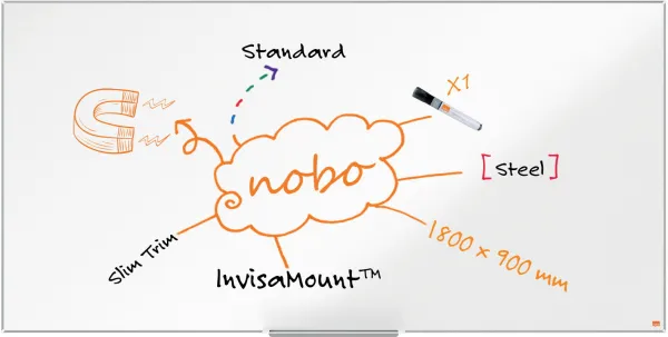 Nobo Impression Pro スチールホワイトボード 180x90cm ホワイト